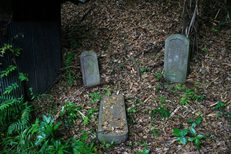 廃堂正面と付近の３基の石仏